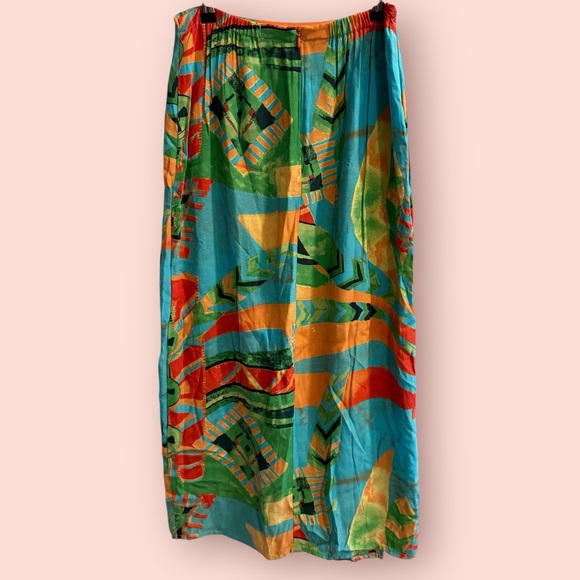 Vintage Abstract Wrap Midi Skirt Colorful Art Print - Picture 3 of 6
